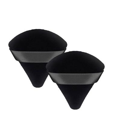 Premium Powder Puff Set Of 2 Makeup Sponge Triangle Powder Puff Is Soft On Your Skin Powder Puff Face Triangle Sleek Design And Finger Strap Makes Applying Makeup Quick & Easy Black