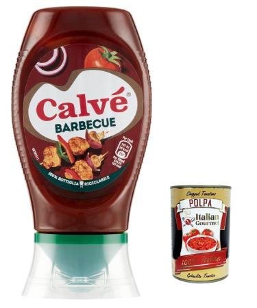 Calv Salsa Barbeque Pack of 12 barbecue sauces with strong wood and smoke aroma ideal for all meat dishes 250 ml 250 ml + Italian Gourmet Polpa 400 g