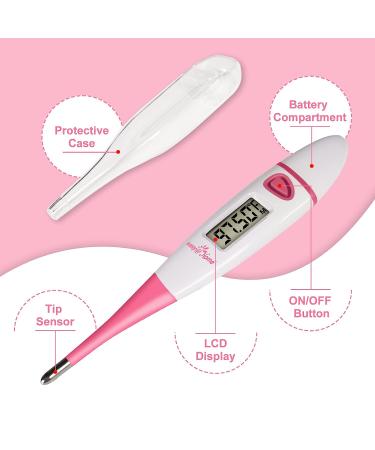 EasyHome Basal Body Thermometer for Fertility Prediction - Accurate Digital BBT with Memory Recall and Premom App Integration (Pink) - Buy Online on GoSupps.com