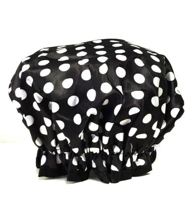 Wrapables Trendy Satin Shower Cap - Black and White Dots | Stylish Bath Cap - Buy Online on GoSupps.com