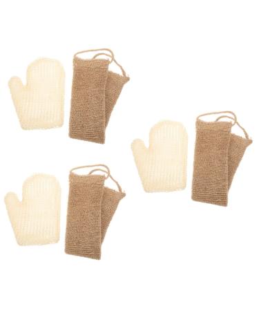 ABOOFAN 3 Sets Sisal Bath Set Exfoliating Bath Scrubbers Dead Skin Removers Gloves Loofahs Pouf Gloves Body Scrub Towel Korean Washcloth Exfoliate for Body South Korea Jute Man Frosted
