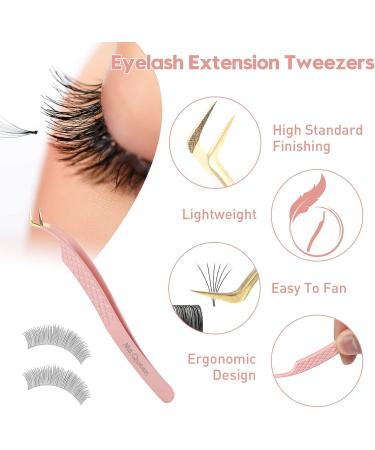 Ms.Queen Fiber Tip Tweezers for Lash Extensions - Diamond Grip 3Pcs Bundle - Buy Online on GoSupps.com
