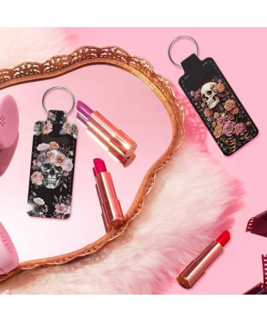 OLYCRAFT Skull Flower Lipstick Holder Keychain - 2pcs Portable Lip Balm & Chapstick Travel Sleeve - Buy Online on GoSupps.com