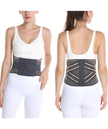 Breathable lumbar support belt to relieve pain in the lower back men back band Librid waist support belts women lumbar vertebrae decompression belts for sciatica scoliosis (color: gr m gray