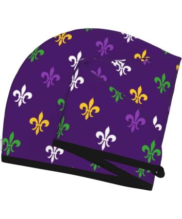 Hair Towel Wrap - Quick Drying Turban & Button Design | Purple Mardi Gras Hair Drying Towel - Buy Online on GoSupps.com