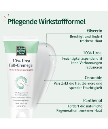  Allg uer Latschenkiefer Allg uer Foot Cream Gel 10% Urea - 48-hour intensive care for dry feet - Fragrance-free formula - Also suitable for diabetic skin care - 100 ml - Buy Online on GoSupps.com