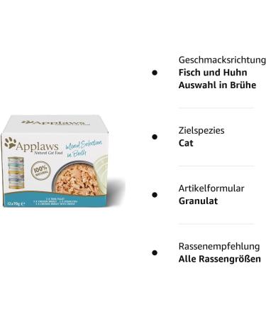 Applaws Premium Natural Cat Food - Fish & Chicken in Broth 12x70g | Healthy Gourmet Meal for Cats - Buy Online on GoSupps.com