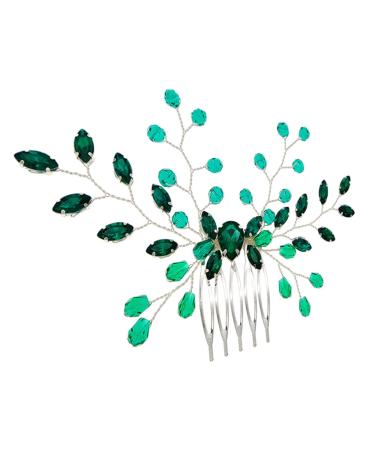 Didiseaon Green Hair Comb for Girls Formal Hair Accessories for Women Bridal Hair Clips Rhinestone Hair Combs Hair Accessories for Girls Hair Topper Bride Crystal Simple Decorate