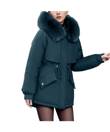 Women Lsolated down coat winter hooded frame jacket with artificial fur female winter jacket short coat wool women down jacket women winter with hood jacket women short autumn vest women with hood long marine l