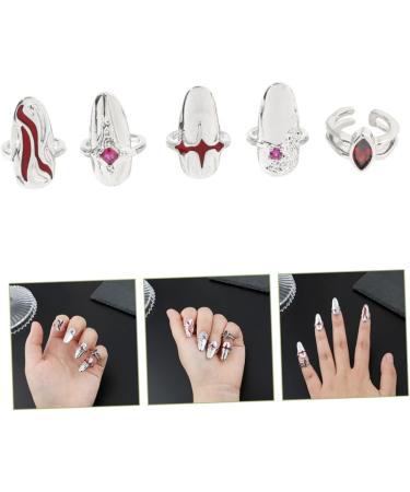 Ipetboom 1 Set Nail Ring Nail Decorations Womans Rings Red Suits Red Jewelry Jewels for Nails Ring for Women Finger Rings Women Ring Nail Jewels Girl Miss Zinc Alloy White - Buy Online on GoSupps.com