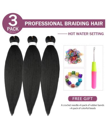 Pre stretched Braiding Hair 14 Inch 3Packs Black - Kanekalon Braiding Extensions - Buy Online on GoSupps.com