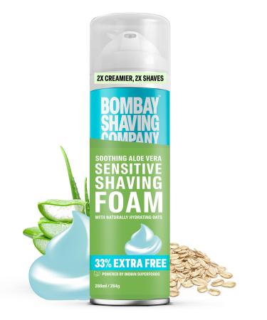 Sensitive Shaving Foam (33% Extra) with Aloe Vera & Oats 266 ml (Pack of 1) White