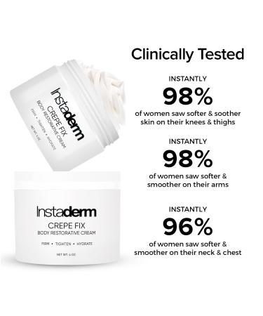 Instaderm Crepe Fix Body Restorative Cream Anti-Aging Wrinkle Cream Support Skins Natural Elastin & Collagen Production to Restore Lift Tighten Hydrate & Smooth Thinning Aged Crepey Skin. 4OZ - Buy Online on GoSupps.com