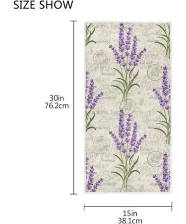 Retro Lavender Stamp Purple Hand Towel 16x30 - Ultra Soft & Absorbent, Grungy Floral Design for Bathroom & Kitchen Decor - Buy Online on GoSupps.com