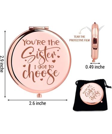 LRUIOMVE Friendship Sister Compact Mirror - Rose Gold Engraved Travel Makeup Mirror - Buy Online on GoSupps.com