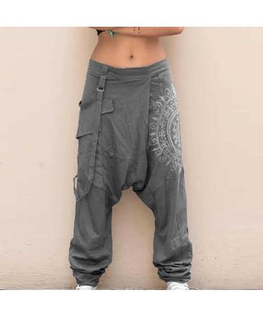 Men's Gray Hippie Harem Pants - 3XL | Boho Gypsy Aladdin Drop Crotch Yoga Joggers - Buy Online on GoSupps.com