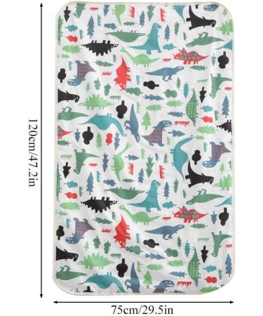 75x120cm 3-Layer Baby Urine Pad | Portable Breathable Nappy Liner | Waterproof Diaper Changing Mat | Green Dinosaur Print - Buy Online on GoSupps.com