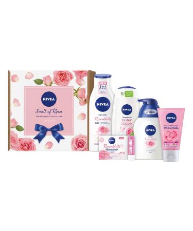 Nivea Smell of Roses gift set care set for radiant and well-groomed skin beauty set with washing gel gel cream day care body lotion and more