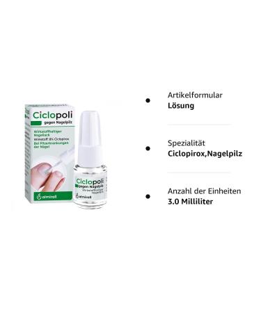 Ciclopoli Nail Fungus Treatment - Anti-Fungal Nail Polish with Ciclopirox 3.3ml - One Application Daily for Maximum Effect - Buy Online on GoSupps.com