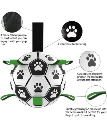 Interactive Dog Soccer Ball with Grab Tabs | Durable Toy for Tug of War & Water Play | Perfect Puppy Birthday Gift | Medium Size 2, Green - Buy Online on GoSupps.com