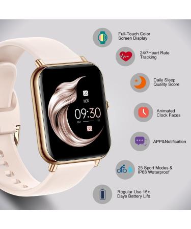 ASWEE Smart Watch Fitness Tracker with Heart Rate, Blood Oxygen, Sleep Monitor - 1.69 Touch Screen, IP68 Waterproof, Step Counter - Gold | For Kids, Women, Men - iOS Android - Best Value - Buy Online on GoSupps.com