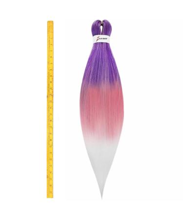 LDMY Pre-Stretched Braiding Hair Extensions - 8PCS 26inch Ombre Purple Rosa Synthetic Kanecalon - Lightweight 90g for Stunning Braids - Buy Online on GoSupps.com