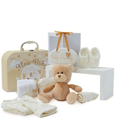 Baby Box Shop Baby Gifts Newborn Unisex - 7 Baby Gifts in a Neutral Baby Gift Set Newborn Essentials and Baby Shower Gifts Baby Hampers Newborn Baby Presents Welcome Gifts Baby Wishlist - Cream
