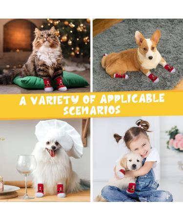Auauy Indoor Anti-Slip Socks for Dogs & Cats | Silicone Gel Paw Protection | 2 Sizes | Christmas Red - Ideal for Small & Medium Pets - Buy Online on GoSupps.com