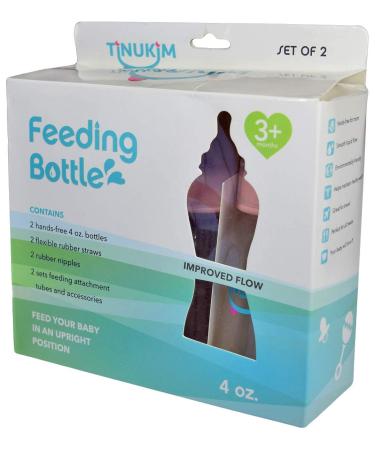 Tinukim iFeed 4oz Self Feeding Baby Bottle with Tube - Anti-Colic Nursing System Pink (2-Pack) - Buy Online on GoSupps.com