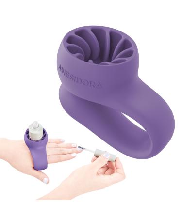 Wearable Nail Polish Holder - Anti-Spill Bottle Stand - Silicone Fingernail Polishing Tool - Nail Art Accessories for Manicure and Pedicure (Iris Purple)
