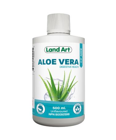 Pure Aloe Vera Juice Unflavoured 500 ml - Cold-Processed from Organic Fresh Leaves for Intestinal Issues Made In Canada 500 ml (Pack of 1)
