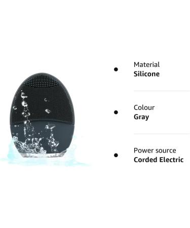 Silicone Ultrasonic Vibrating Facial Cleansing Brush & Face Massager - Rechargeable & Waterproof Electric Exfoliator for Anti-Aging (Gray) - Buy Online on GoSupps.com