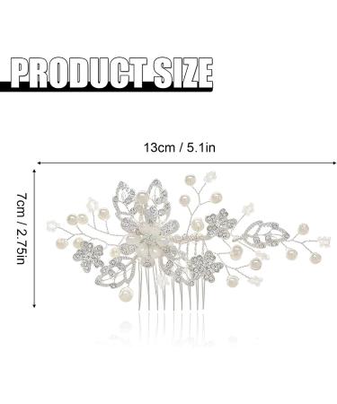 Bridal Rhinestone Pearl Silver Crystal Flower Hair Clip Comb | Wedding Headpiece for Women Girls Bridesmaid - Buy Online on GoSupps.com