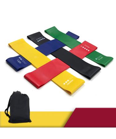 12 inch Resistance Bands for Working Out Set of 5 Exercise Loops with Carrying Bag and Instruction Guide