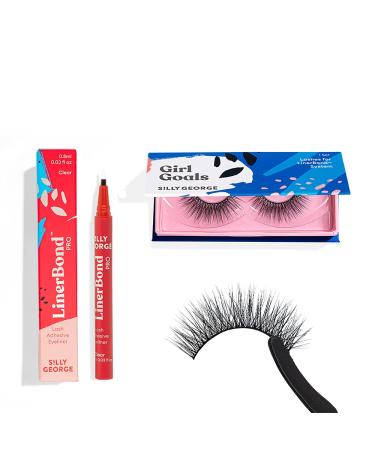 Silly George Girl Series Starter Kit - Pretty Lashes with Adhesive Eyeliner | Clear and Flexible Band gives Lashes Natural Look | Extra Strong Hold for False Eyelashes Alternative to Lash Glue or Magnet (LinerBond  Clear...