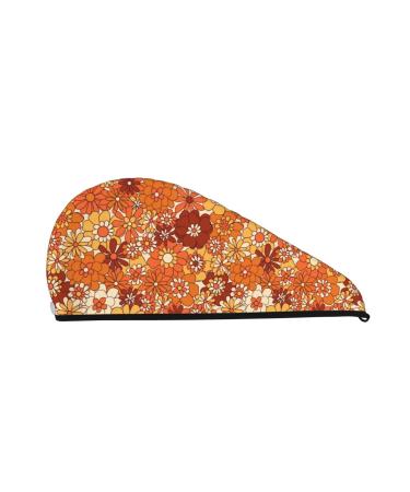 Hair Towel Wrap Hair Drying Towel with Button Towel Turban Head Towel to Dry Hair Quickly (Hippie Flower)