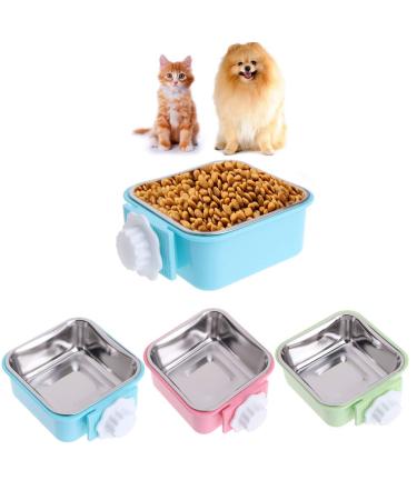 Crate Dog Bowl, Stainless Steel Removable Hanging Food Water Bowl Crate Coop Cup ,Pet Cage Bowls with Bolt Holder for Dog, Puppy, Cat, Rabbit, Bird ,Small Animals Small (Pack of 1) Blue 1 Square - Buy Online on GoSupps.com