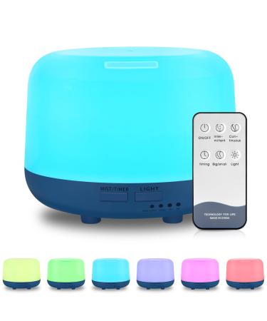 DIFFOFE 300ML Essential Oil Diffuser Small Room Cold Mist Air Aromatherapy Quiet Operation Timer 7-Color LED Night Light for Family Living Room (Dark Blue)