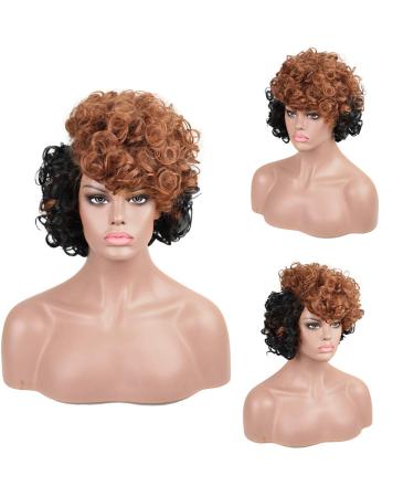 Black & Yellow Short Curly Afro Wig | Real Hair Pixie Cut for Women - Stylish & Versatile - Buy Online on GoSupps.com