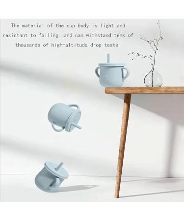 Silicone Sippy Cup for Toddler | Soft Straw Trainer Cup | Handles & Lids | 6 oz Blue - Buy Online on GoSupps.com