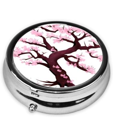 Cherry Blossoms Round Pill Box - 3 Compartment Travel Organizer for Medication - Buy Online on GoSupps.com