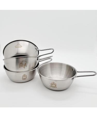 Pubgeer Camping Bowls 20oz (4 Pack) - Stainless Steel with Handles & Storage Bag | Outdoor Sierra Cup | Ideal for RV, Camping & Backpacking | Great Gift - Buy Online on GoSupps.com