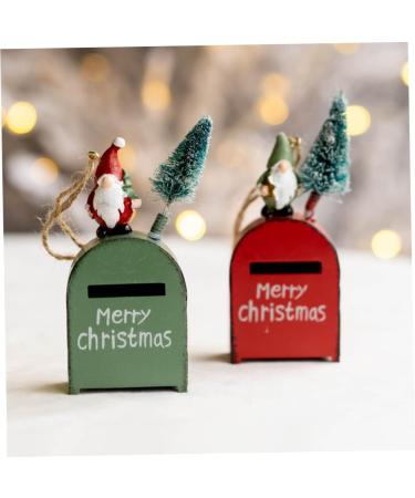 Abaodam Box Christmas Mailbox Rustic Decor Metal Trim Christmas Pendants Party Props The Tree Wooden Pendant - Buy Online on GoSupps.com