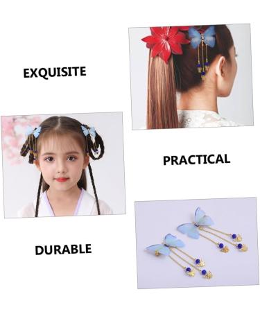 FRCOLOR 3 Pairs hanfu butterfly headdress tassel hair clips kimono hair accessories hair barrettes hairpin with tassel hanfu hair clip fabric hairpin jewelry temperament child alloy - Buy Online on GoSupps.com