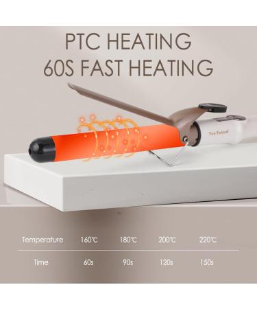 Ten-Tatent 28mm Ceramic Tourmaline Curling Iron | Dual Voltage Curling Wand for Long & Short Hair | Adjustable Heat Settings | White - Buy Online on GoSupps.com