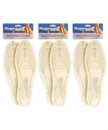 3 Pair Memory Foam Insoles Shoe Comfort Unisex Size Cushion Feet Pad Heel Shock Super Soft Replacement Innersoles for Slippers Sneakers Running Shoes Boots Liners Comfort Cushioning Shoe Insert
