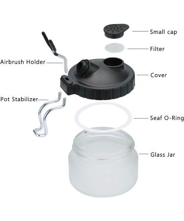 SAGUD Airbrush Cleaning Pot Kit with Strong Glass Bottles & Holder Station - Buy Online on GoSupps.com