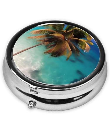 Caribbean Islands Round Pill Box - 3 Compartment Portable Organizer for Travel | Ideal Travel Pill Box - Buy Online on GoSupps.com