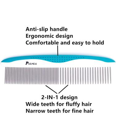 Piepea Pet Comb - Stainless Steel Teeth for Dogs & Cats - Home Grooming Kit for Knots, Mats, and Tangles - Buy Online on GoSupps.com