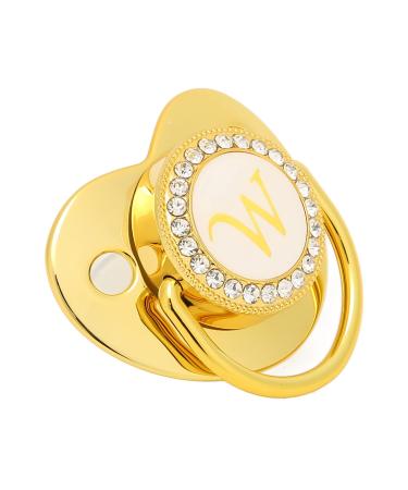 SUNGOOYUE Golden Baby Pacifier 26 Letters Curved Design Silicone Bling Baby Pacifier with Clips for 6 to 18 Months Baby W